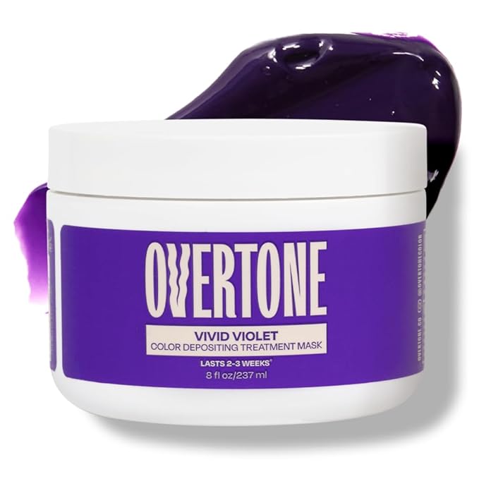 Overtone Color Depositing Semi-Permanent Hair Dye Conditioner - 8 oz For Natural & Color-Treated Hair, Moisturizing Shea Butter & Coconut Oil - Vegan & Cruelty-Free, Vivid Violet