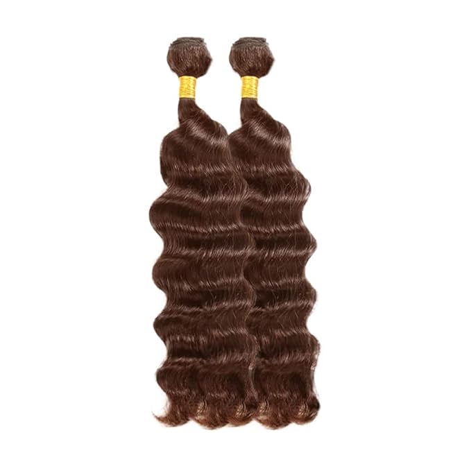 #4 Brown Bundles Human Hair Deep Wave Bundles 26 28 Inch Human Hair Weave 2 Bundle Unprocessed Brazilian Virgin Hair Chocolate Deep Wave Human Hair Extensions