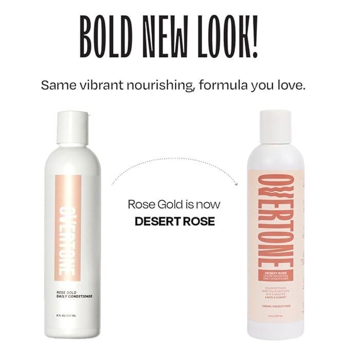 Overtone Daily Color Depositing Conditioner: 8oz Temporary Coloring Conditioner w/Shea Butter & Coconut Oil, Refresh Color & Prevent Fading, Vegan & Cruelty-Free, Rose Gold is Desert Rose