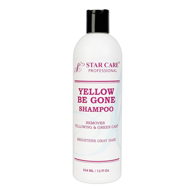 Yellow Be Gone Shampoo 12oz/354ml (1 Pack) Clarifying Brassiness Neutralizer for Bleached, Blonde, Gray & Highlighted Hair, Restores Shine & Cool Tones, Purple Toning Formula