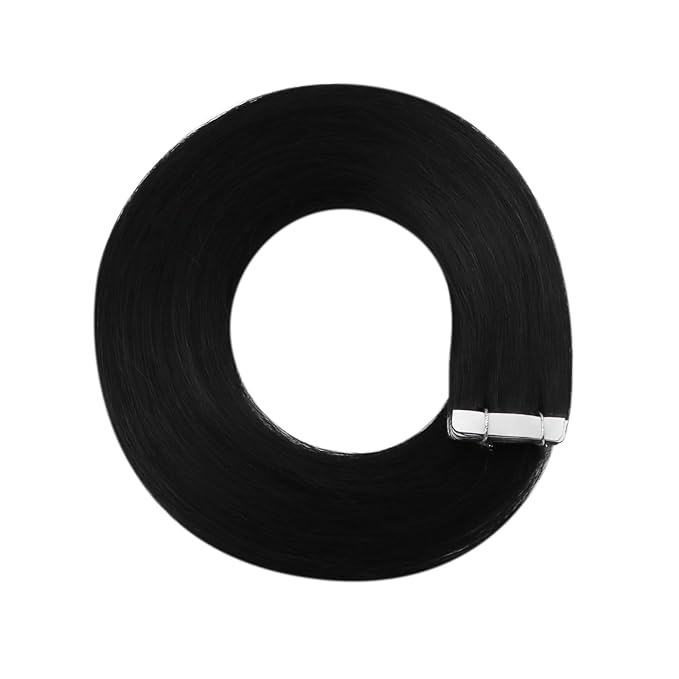 YoungSee Tape in Hair Extensions Human Hair Black Tapein Hair Extensions Real Human Hair Jet Black 20pcs 50g Black Human Hair Tape in Extensions Silky Straight 18 Inch Remy Hair Extensions Seamless
