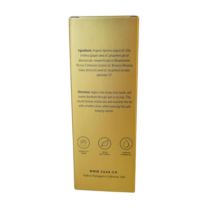 Zaar Natural Argan Oil, Argan Oil for Hair, Smooth & Shine Hair Polisher, Argan Oil of Morocco for Anti Frizz Control, Hair Growth