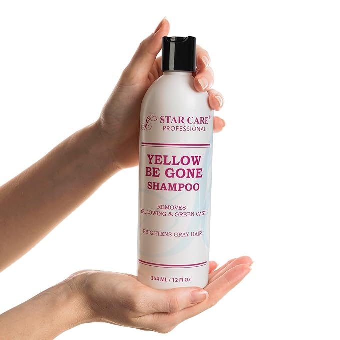 Yellow Be Gone Shampoo 12oz/354ml (2 Pack) Clarifying Brassiness Neutralizer for Bleached, Blonde, Gray & Highlighted Hair, Restores Shine & Cool Tones, Purple Toning Formula
