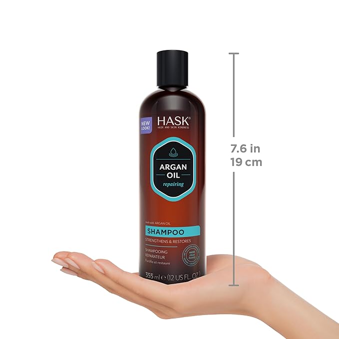 HASK Argan Oil Repairing Shampoo + Conditioner Set | Color Safe, Sulfate-Free, Paraben-Free, Gluten-Free, Cruelty-Free, For All Hair Types