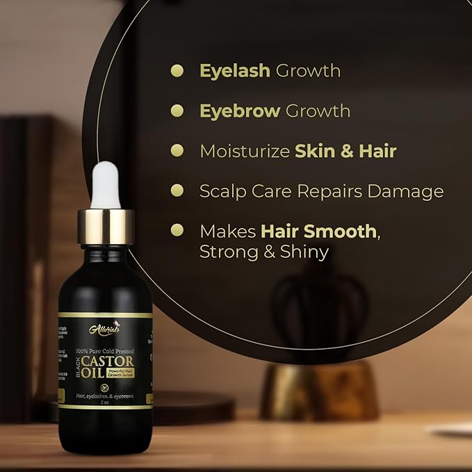 Organic Castor Oil – 2 Fl Oz | 100% Pure & Natural | Premium-Grade Carrier Oil for Hair Growth, Eyelashes & Eyebrows | Moisturizing Oil for Skin & Body