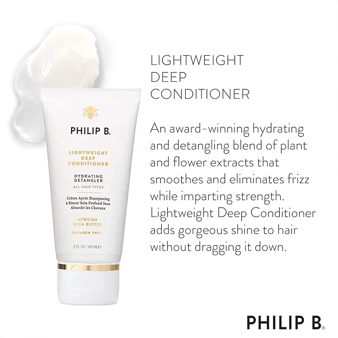 PHILIP B Lightweight Deep Conditioner, 2 fl. oz. (60 ml) - Hydrating Detangler, Adds Moisture, Shine and Smoothness, For All Hair Types
