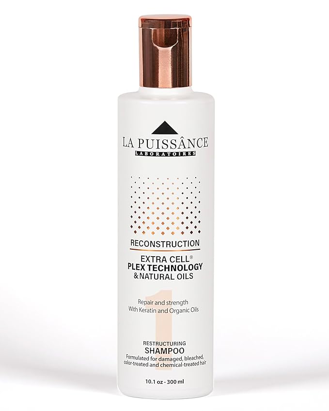 LA PUISSANCE Extra Cell Plex Shampoo Step 1 - Deep Repair for Severely Damaged Hair - Ideal for Color-Treated, Bleached, and Chemically-Treated Hair - 10.1 fl oz for Home and Salon Use