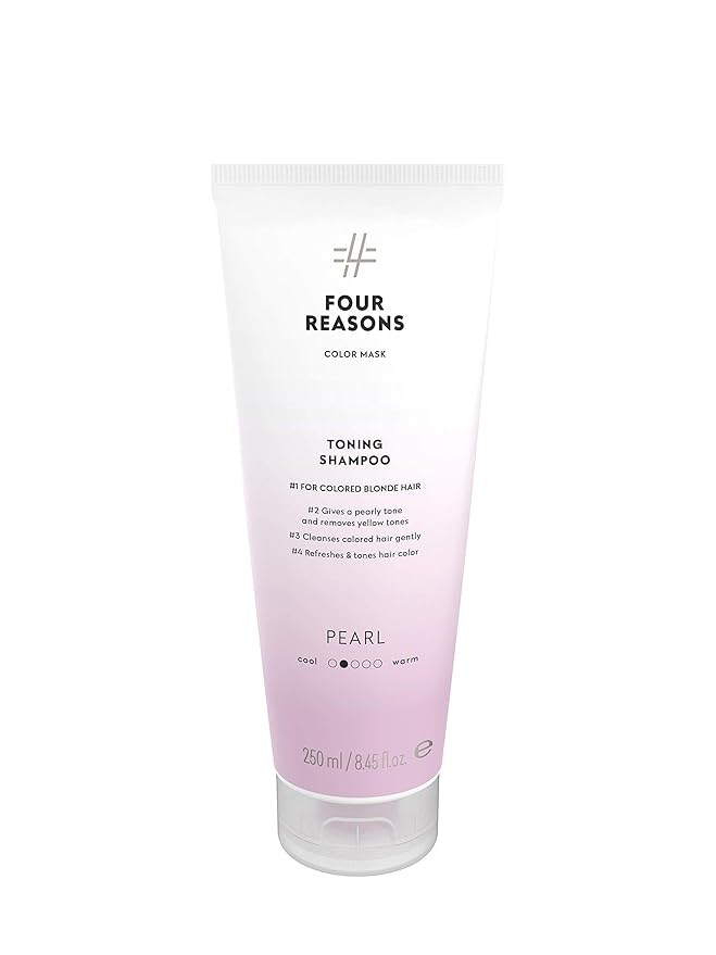 FOUR REASONS Pearl Blonde Hair Toner & Color Depositing Shampoo - Sulfate Free, Vegan, Color Treated Hair, 8.45 Fl Oz (Pearl)