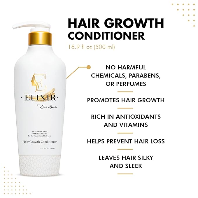 Elixir by Cocó March Hair Growth Plant Based Conditioner - Natural Formula, No Harmful Chemicals, No Parabens for Strengthening Hair & Increased Volume - 16.9 Fl Oz 500 ml