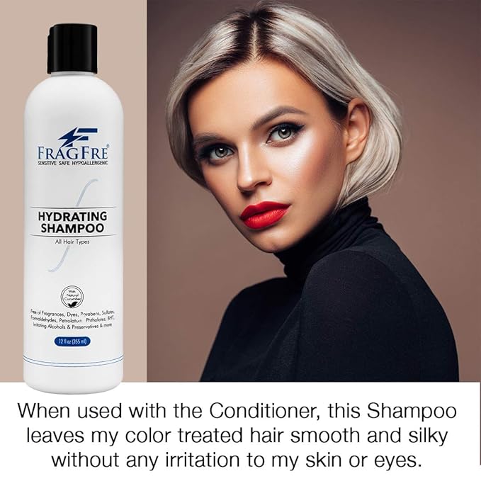 Hydrating Shampoo and Nourishing Conditioner 12 oz/ea (2-Pack Gift Set) - Sulfate Free, Gluten Free, Parabens Free, Color Safe, Hypoallergenic, Fragrance Free