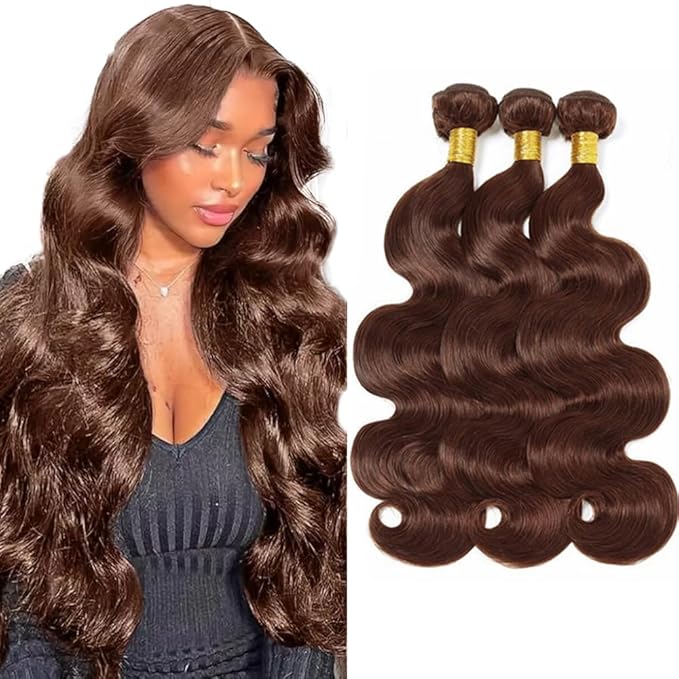 34 34 34 Inch Color 4 Body Wave Bundle Brown Bundles Human Hair Chocolate Brown Bundle Niegmeag Double Weft Color 4 Human Hair Bundle 300g