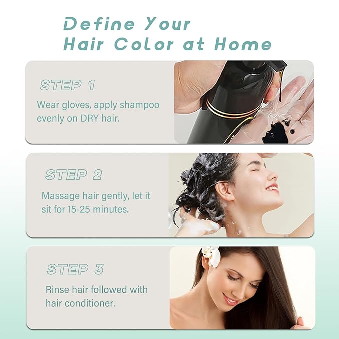 Fvquhvo Hair Dye Shampoo 3 in 1, Hair Color Shampoo, Light Brown Hair Dye, Brown Hair Shampoo, Colors in Minutes, Easy to Use, 16.90 Fl Oz