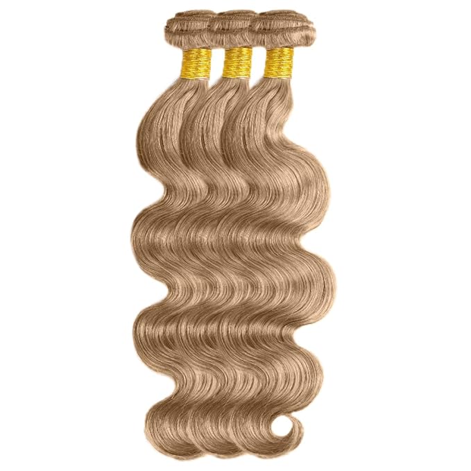 #22 Blonde Bundles Human Hair Body Wave Bundles 28 30 32 Inch Human Hair Weave 3 Bundle Unprocessed Brazilian Virgin Hair Ash Blonde Body Wave Human Hair Extensions 50 Grams/Bundle