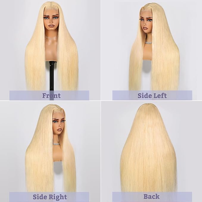 Blonde Wear and Go Glueless Wigs Human Hair Pre Plucked Pre Cut 220% Density 613 Lace Front Wig Human Hair 7x5 HD Lace Closure Wigs Pre Plucked Bleached Knots With Baby Hair Colored Straight Wig 28 In