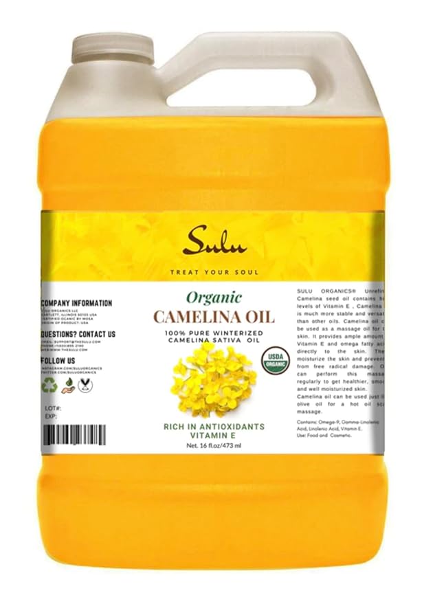 100% Pure Extra Virgin Unrefined Cold Pressed Camelina Seed Oil (64 oz)