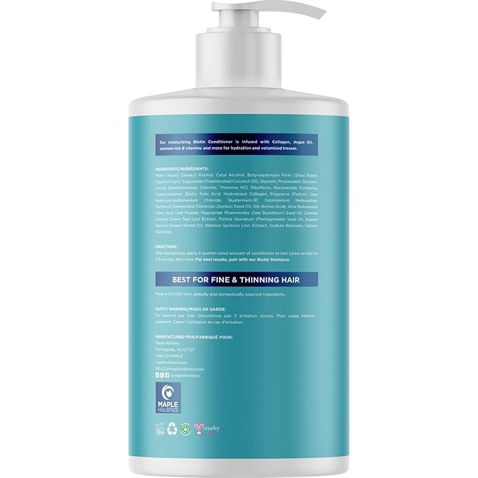 Biotin Conditioner for Thinning Hair - Volumizing Conditioner for Fine Thin & Weak Hair - Sulfate Paraben & Silicone Free with Nourishing Plant Proteins Argan Oil Green Tea & B Vitamins (25 Fl Oz)