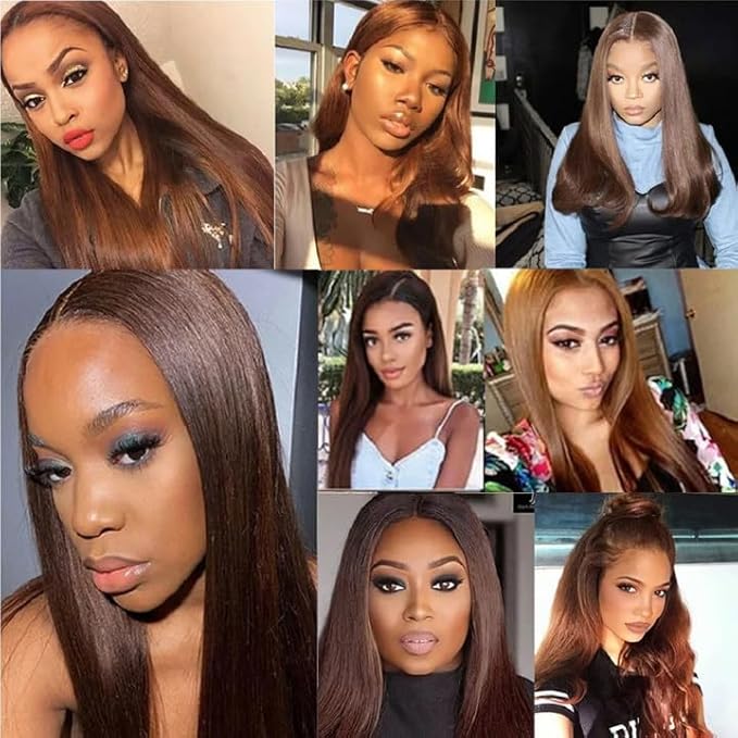 #4 Brown Bundles Human Hair Straight Bundles 20 20 20 Inch Human Hair Weave 3 Bundle Unprocessed Brazilian Virgin Hair Chocolate Brown Straight Human Hair Extensions 50 Grams/Bundle