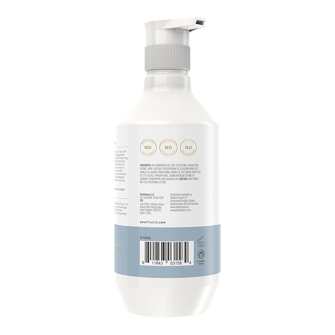 Theorie PURE Ultra Gentle Hypoallergenic Shampoo โ Plant-Based & Vegan โ Fragrance-Free โ Designed for Delicate Scalp Care โ Pump Bottle โ 400mL