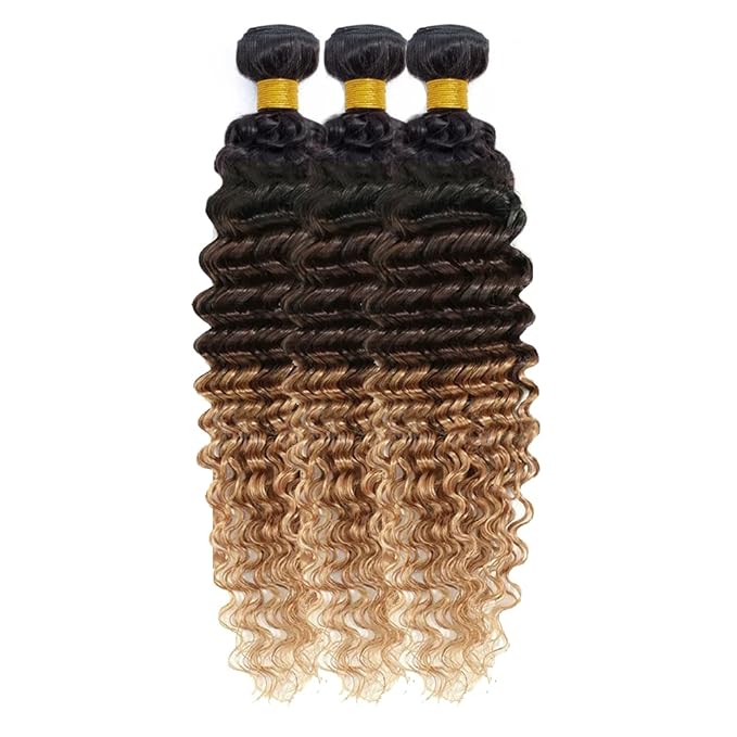 30 32 34 Inch Ombre Human Hair Bundles T1b427 Deep Wave Bundles Peruvian Virgin Soft And Silky Remy Hair Extensions 24 26 28 Inch Double Weft Hair Weave