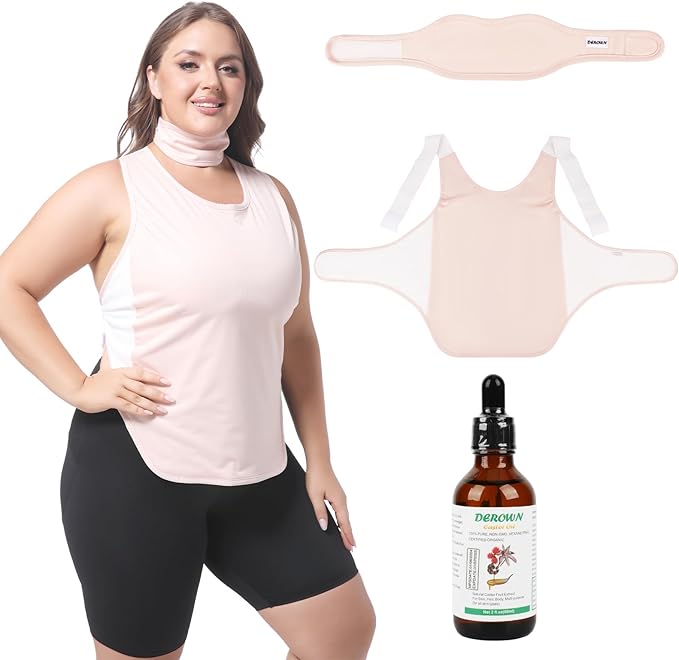 DEROWN Castor Oil Vest Packs Wrap, 2Oz Organic Castor Oil Cold Pressed Glass Bottle, Soft Organic Cotton Flannel & Waterproof PUL, Reusable