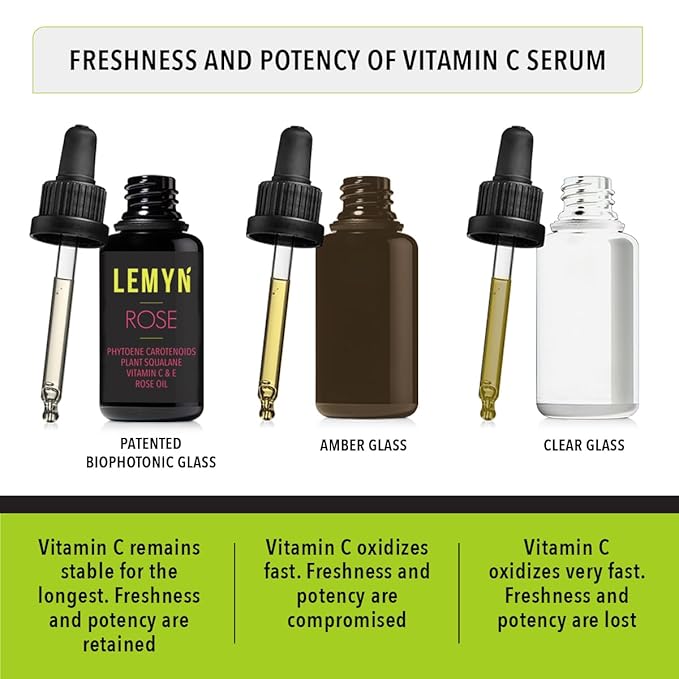 Squalane + Vitamin C Rose Oil Serum | Luxury Hydrating & Brightening Face Oil | With THD Vitamin C, Rosa Damascena & Carotenoids | Freshly Made in USA | 15ml
