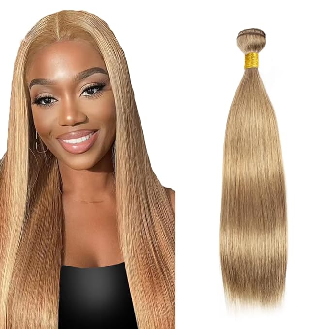 #22 Blonde Bundles Human Hair Straight Bundles 12 Inch Human Hair Weave 1 Bundle Unprocessed Brazilian Virgin Hair Ash Blonde Straight Human Hair Extensions 50 Grams/Bundle
