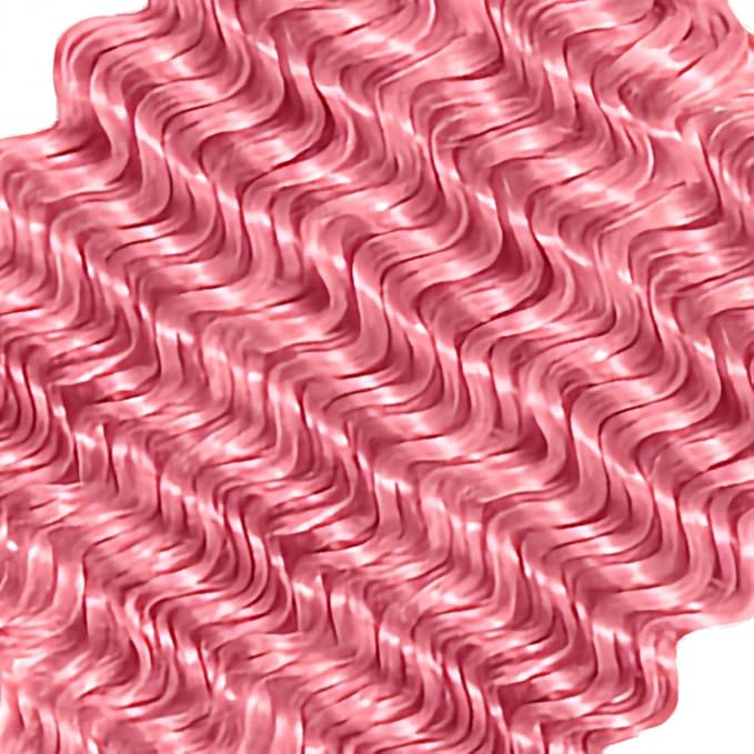 Pink Bundles Human Hair Pure Pink Deep Wave Bundle Peruvian Unprocessed Virgin Remy 3 Bundles 20 22 24 Inch Double Weft Hair Weave 300g