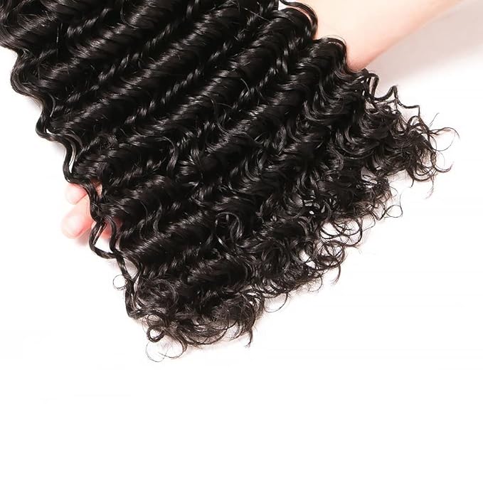 #1B Loose Deep Wave Bundles Color 1B Deep Wave Human Hair Bundles 8a Grade Double Weft Weave Extensions Brazilian Human Hair Wet and Wavy Soft Silky for Black Women 24 26 28 Inch
