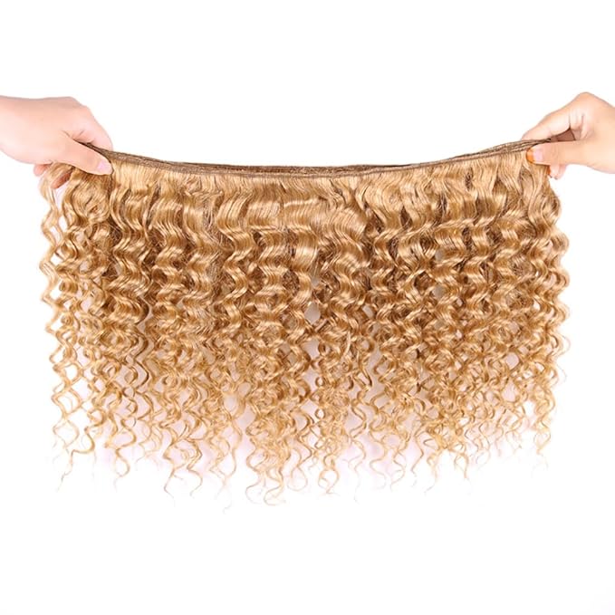 #27 Blonde Bundles Human Hair Water Wave Bundles 20 22 24 Inch Unprocessed Brazilian Virgin Hair Weave 3 Bundles 50 Grams Per Bundle Honey Blonde Human Hair Extensions