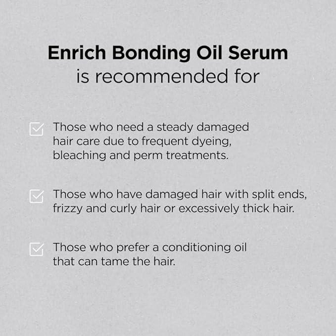 Enrich Bonding Oil 3.3 fl oz – Helps Repair Bonds, 455°F Heat Protection, Anti-Frizz, Split-End Care & Shine Treatment for Dry, Frizzy & Damaged Hair