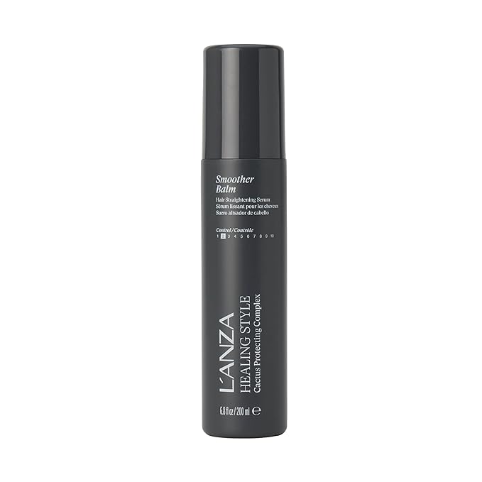 L'ANZA Healing Style Smoother Balm, New & Improved Keratin Hair Treatment & Hair Straightener Serum, Heat Protection & Anti Frizz Formula, for Curly, Frizzy & Wavy Locks