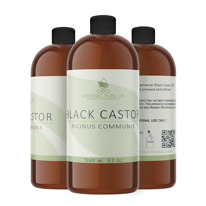 Jamaican Black Castor Oil - 32 OZ Pure, Cold Pressed, Filtered Hexane & Chemical Free, PBA-Free Plastic Caster - Hair Growth, Body, Skin - Brows, Lashes