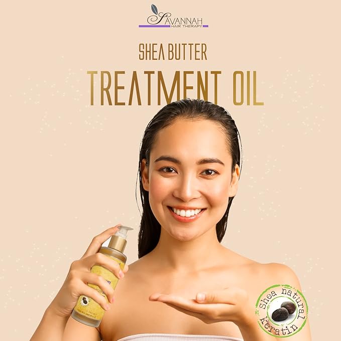 Hair Oil with Shea Butter for Frizzy, Dry & Damaged Hair, Hydrating Keratin Treatment Oil, 1.69oz/50ml