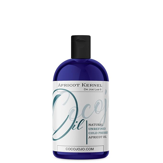 Dr Joe Lab Apricot Kernel Oil - Cold Pressed Pure Natural Moisturizing for Hair and Skin (8 oz)