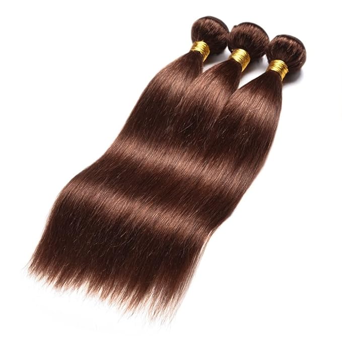 #4 Brown Bundles Human Hair Straight Bundles 20 20 20 Inch Human Hair Weave 3 Bundle Unprocessed Brazilian Virgin Hair Chocolate Brown Straight Human Hair Extensions 50 Grams/Bundle