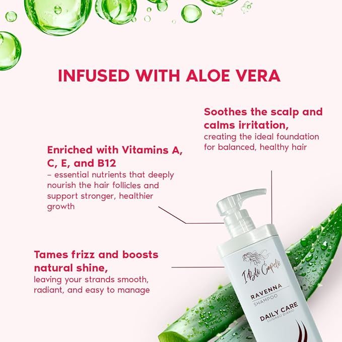 Ravenna Aloe Vera Hydration Shampoo - Paraben-Free, Daily Care for Soft, Shiny, and Lightweight Hair - Anti-Breakage & Anti-Hair Loss (1L/33.8 fl.oz)