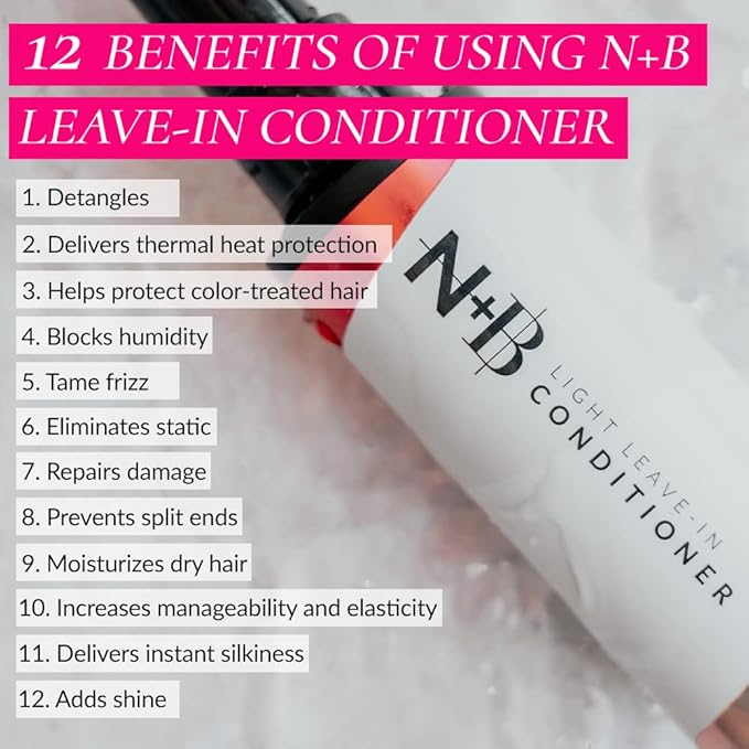 N+B Light Leave-In Conditioner & Detangler Spray | Curly, Straight, All Hair Types | Weightless No-Residue Moisturizer Repairs Dry Damaged Frizzy Hair | Sulfate & Paraben Free