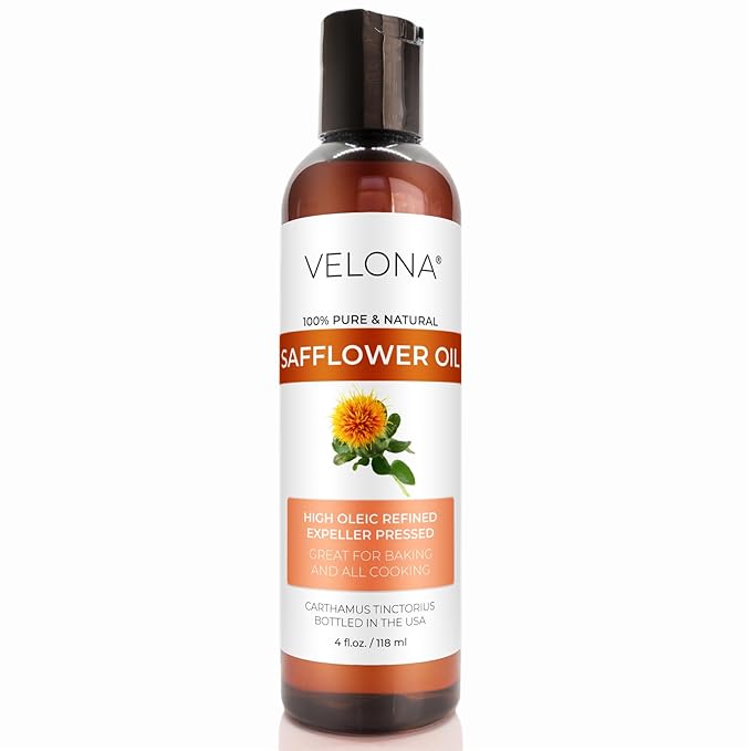 velona Safflower Oil 4 fl oz | 100% Pure and Natural Carrier Oil | Refined, Expeller Pressed | Cooking, Skin, Hair, Body & Face Moisturizing | Use Today - Enjoy Results