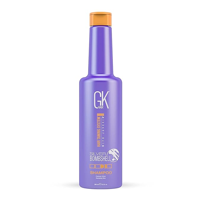GK HAIR Global Keratin Purple Shampoo/Toner Silver Bombshell 280ml I Leave In Bombshell Cream (100ml/ 3.4 fl. oz)