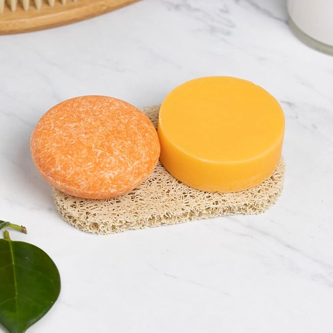 Naturel Maintain Shampoo and Conditioner Bar Set with Grapefruit Oil and Castor Oil for Hair Growth and Shine, Vegan and Cruelty Free, Zero Waste, Made in USA
