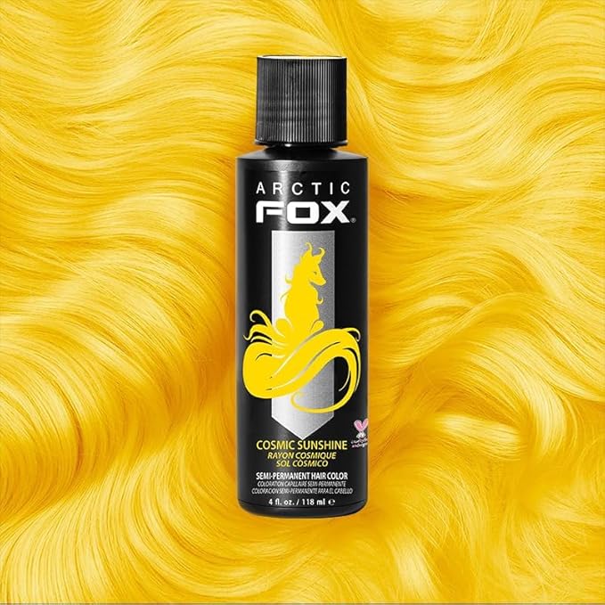 Arctic Fox Semi-Permanent Hair Dye, Vegan & Cruelty-Free, Vibrant Yellow Color, Ammonia-Free, Peroxide-Free, Conditioning Formula, For All Hair Types, Cosmic Sunshine, 4 Fl Oz (Pack of 2)