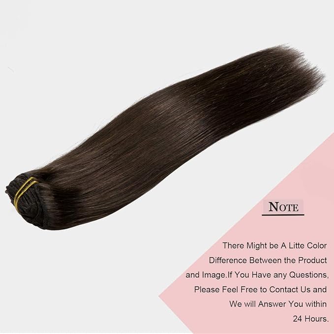 Loxxy Clip in Extensions Human Hair Dark Brown Hair Extensions 9A Grade Remy Human Hair Clip in Clip Hair Extensions Double Weft Color #2 18Inch 120g