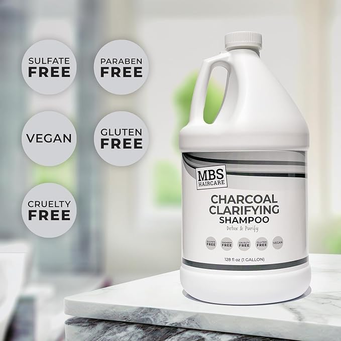 Charcoal Clarifying Shampoo Gallon – Deep Cleansing, Purifying & Gentle Formula for Scalp & Hair Care. Color Safe, Gluten-Free, Daily Purifying Shampoo for Healthy Hair
