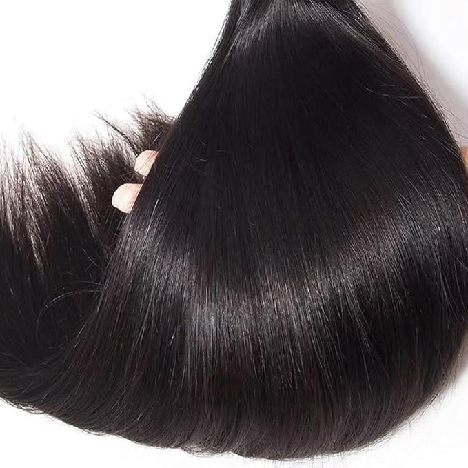 Straight Bundles Human Hair 3 Bundles 24 26 28 Inch Natural Color Double Weft Unprocessed Brazilian Virgin Remy Hair Straight Bundle Silky and Soft