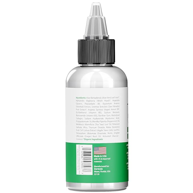 Scalp Serum with Charcoal + Tea Tree - Non GMO Scalp Moisturizer for Dry Itchy Scalp Relief - Fragrance Free Serum with Tea Tree Oil for Scalp Treatment - Rejuvenating Hair Serum with Vitamin