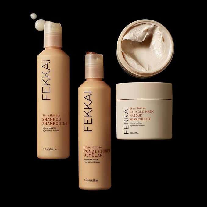 FEKKAI Shea Butter Shampoo (1 Liter) + Conditioner (1 Liter) - Improves Moisture, Softness & Shine - Reduces Frizz by 61% Up to 12H - Free of Sulfates, Parabens, Phthalates - Vegan, Cruelty-Free