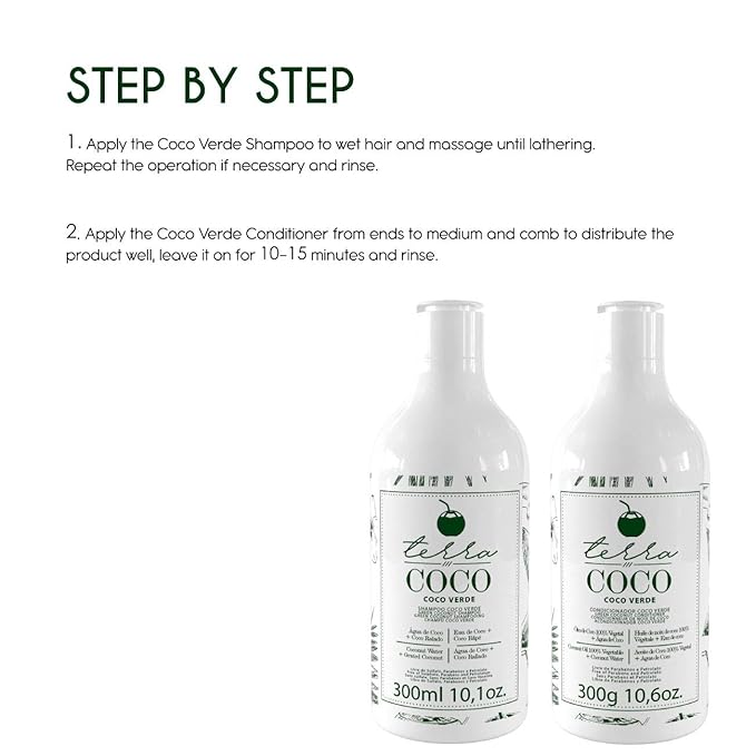 Terra Coco Verde Home Care | Vegan | Extremely Dry & Worn Hair | Vitamin B, Sodium and Potassium | Removes Dead Cells | Promotes Hair Growth | Combats Weakness & Hair Loss | Set of 2
