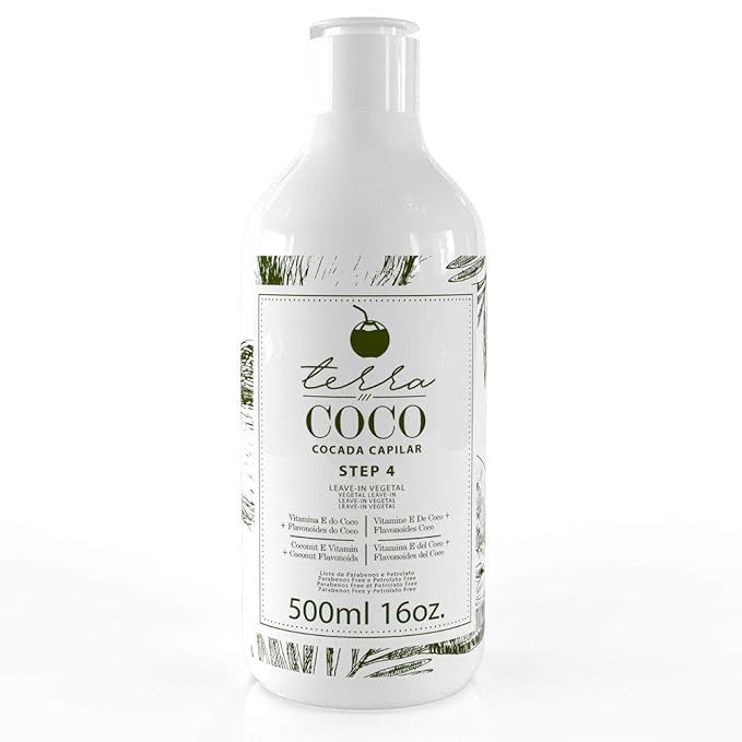 Terra Coco Cocada Capilar | Vegan | Moisturizes and Nourishes Leave-in | Ideal for Extremely Dry and Worn Hair Damaged by Sun or Chemicals| Removes Dead Cells | 16.0 Oz