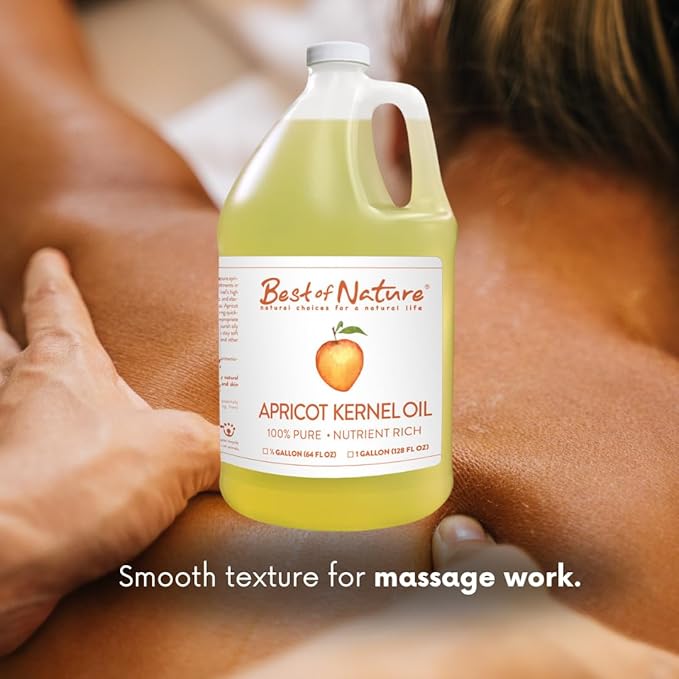Best of Nature 100% Pure Apricot Oil – Lightweight Massage & Body Oil, Unscented Moisturizer for Hair, Skin, Face, Ideal Carrier Oil for Essential Oils, 8 fl oz