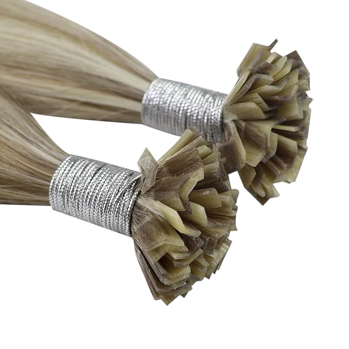 YoungSee K Tip Hair Extensions Human Hair Light Brown Highlight Ktip Human Hair Extensions Light Brown Highlights Blonde Ktip Natural Hair Extensions K Tip Human Hair Extensions for Women 18in 50s/50g